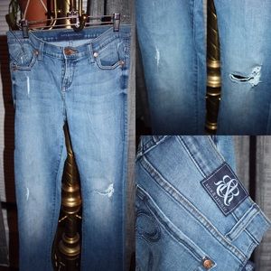 R&R distressed boot cut jeans